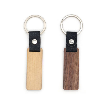 Εξατομικεύσιμη χάραξη Keychains δέρματος ξύλινη - ξύλο οξιών ξύλων καρυδιάς
